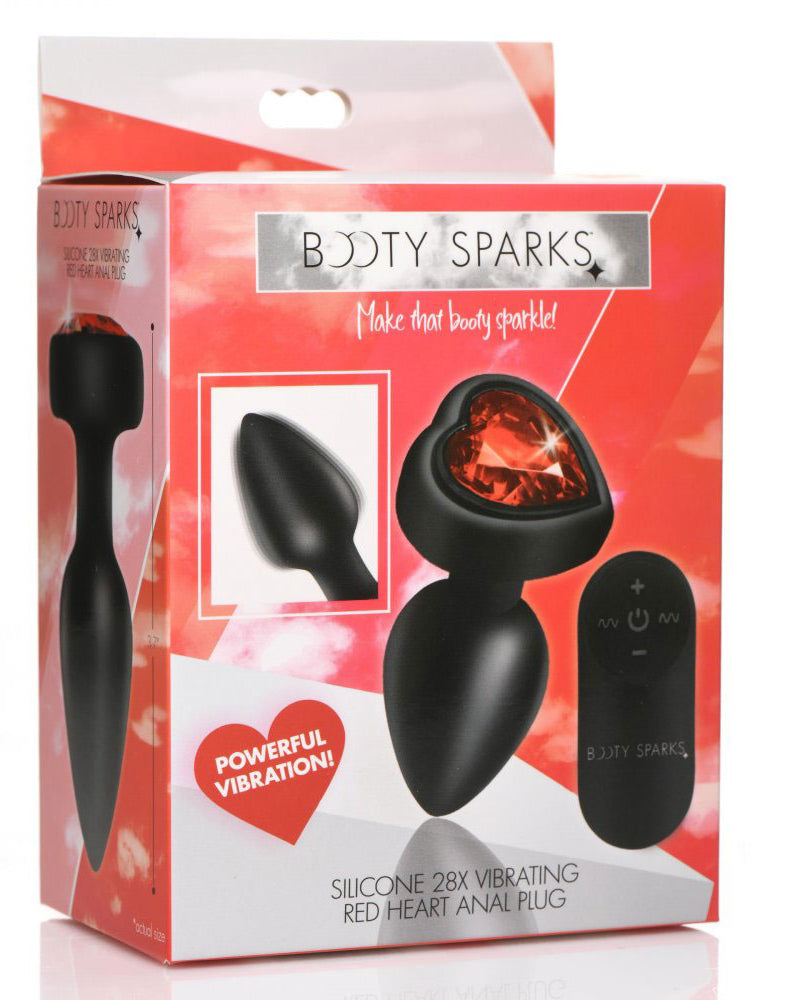 "28x Silicone Vibrating Red Heart Anal Plug With Remote - Small BTYS-AG966-SML"