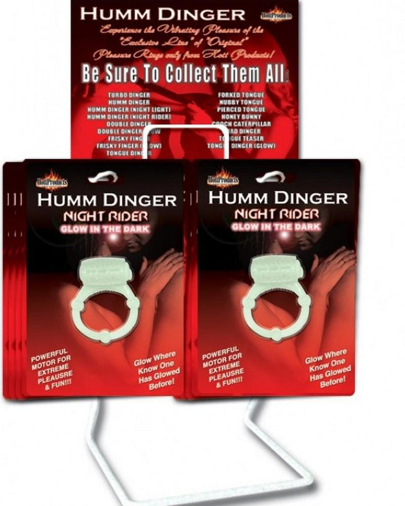 Humm Dinger Night Rider Vibrating Cockring Glow In The Dark 12 Per Display