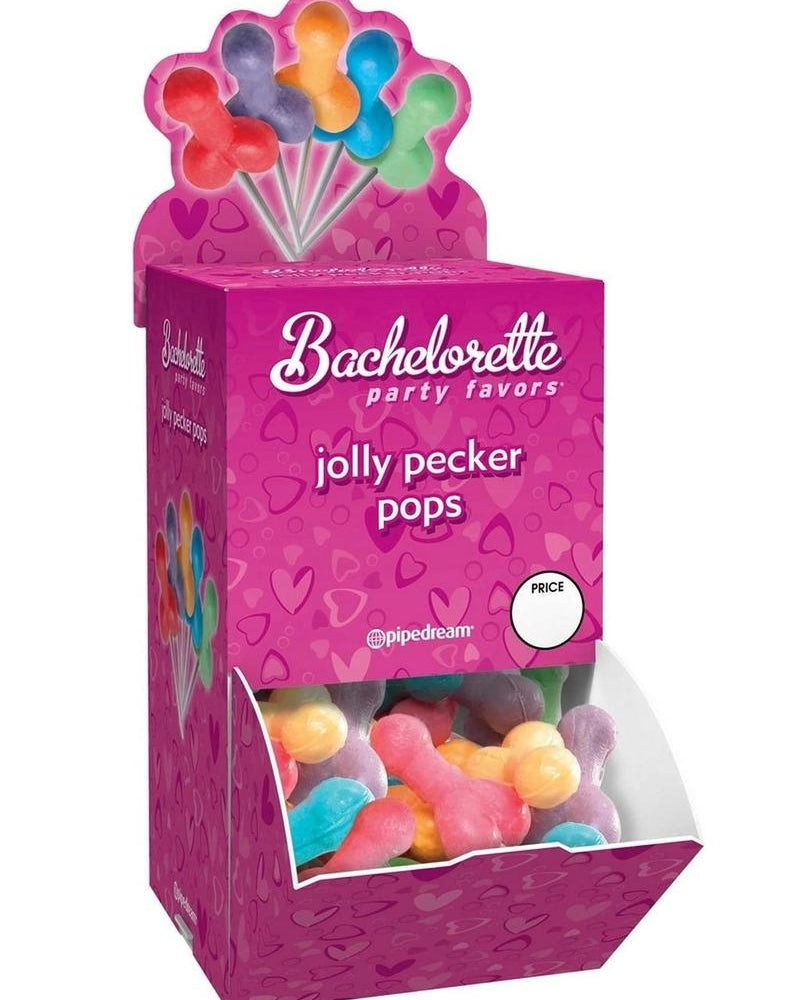 Recuerdos para despedida de soltera: paletas Jolly Pecker de sabores variados, 50 unidades por tazón