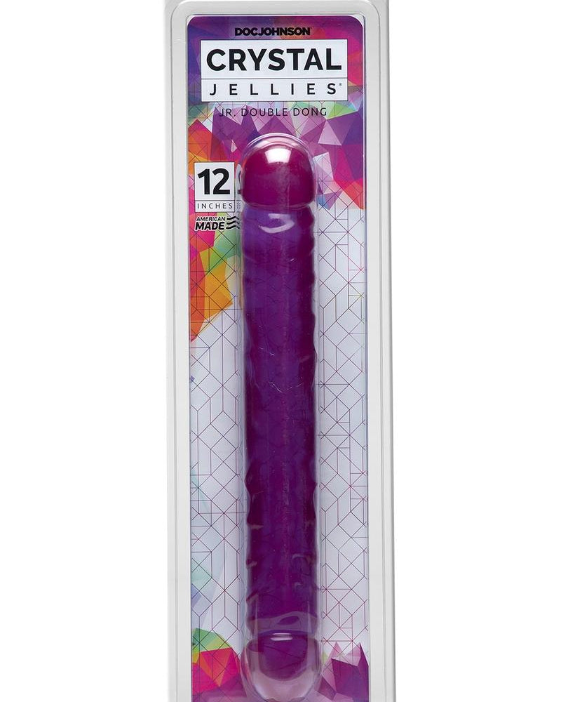 Pene doble Jr. de gelatina morada de 12 pulgadas