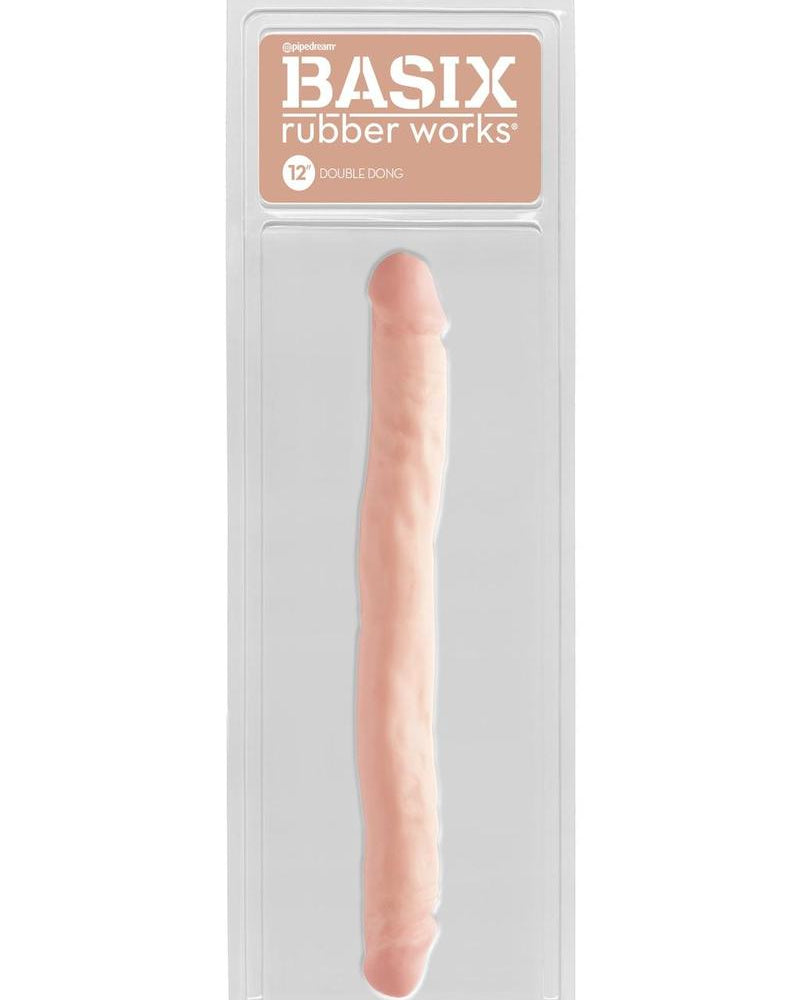 Basix Rubber Works - Pene doble de 12 pulgadas, resistente al agua, color carne