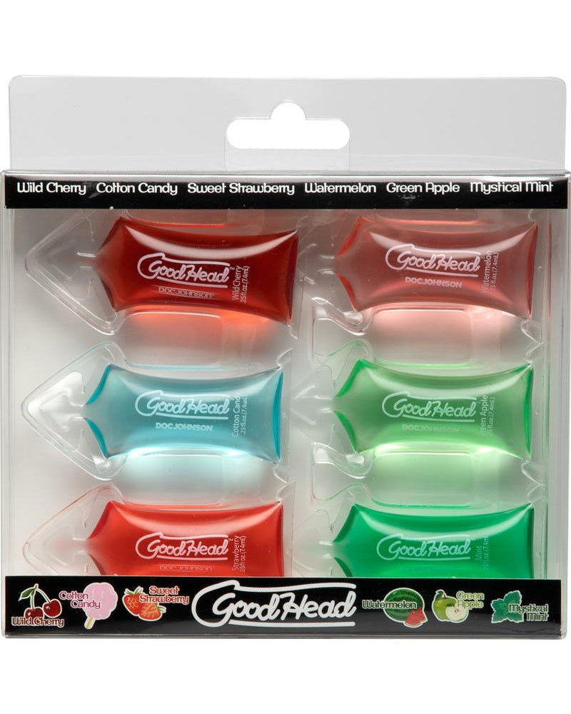 Almohadillas de gel para sexo oral Goodhead de 0,25 onzas, 6 sabores variados, 6 por paquete