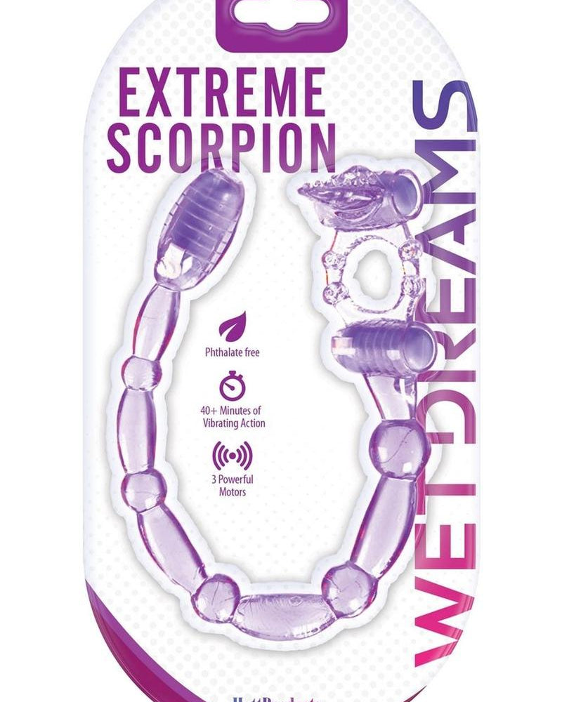 Super Xtreme Vibrating Scorpion Silicone Cockring Waterproof Purple