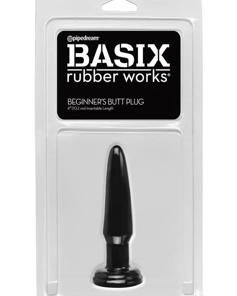 Basix Rubber Works - Beginners Butt Plug Waterproof - Black/Blue/Clear/Pink/Purple/Red