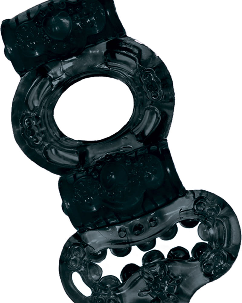 Macho Double Power Cock & Balls Ring Black