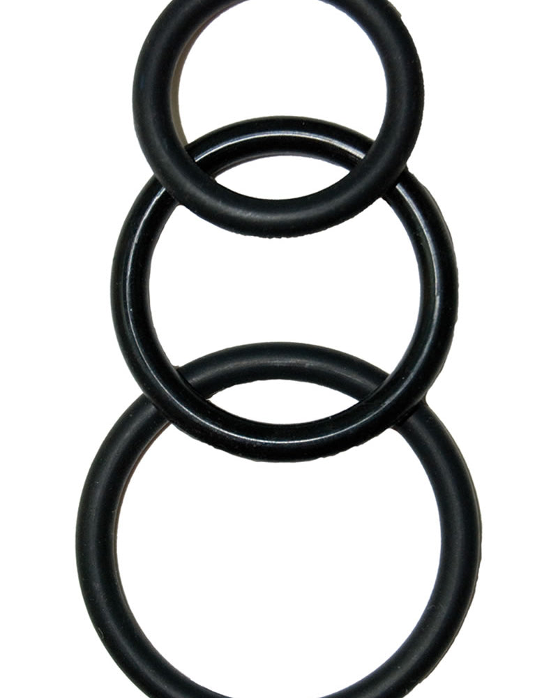 Super Silicone Cockrings Set Of 3 Rings Waterproof Black