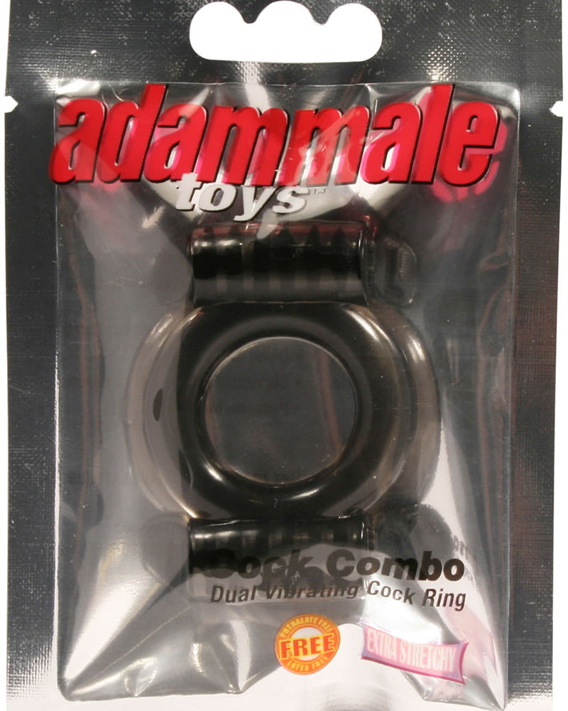 Adam male Toys - Cock Combo Vibrating Ring - Black
