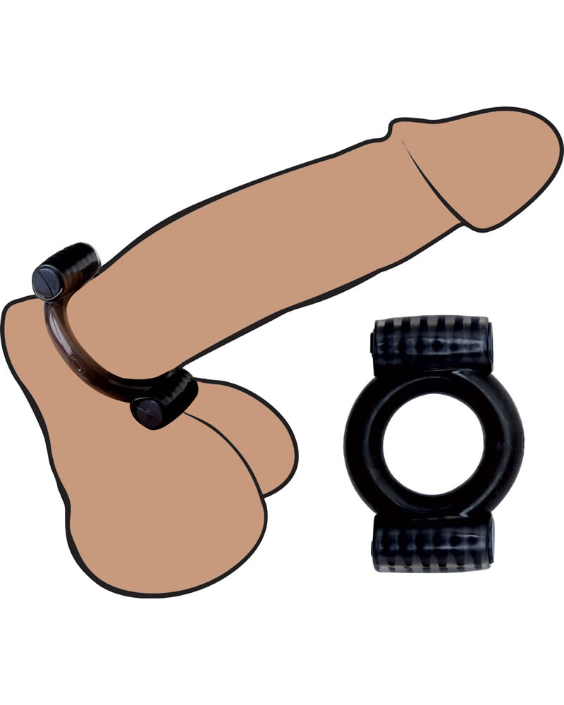 Adam male Toys - Cock Combo Vibrating Ring - Black