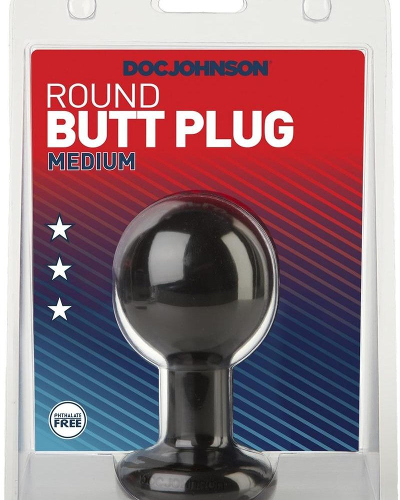 Round Butt Plug Medium 3.5 Inch Black