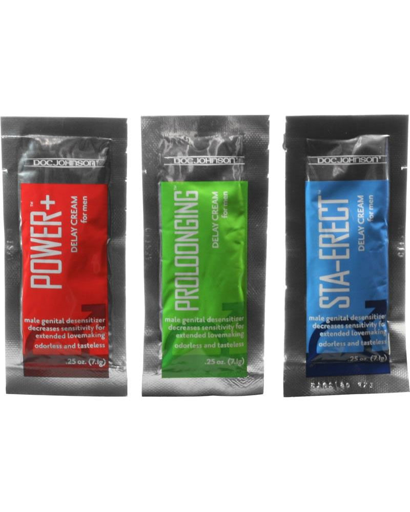 Cremas retardantes para hombres, paquetes de papel de aluminio variados, 144 por recipiente