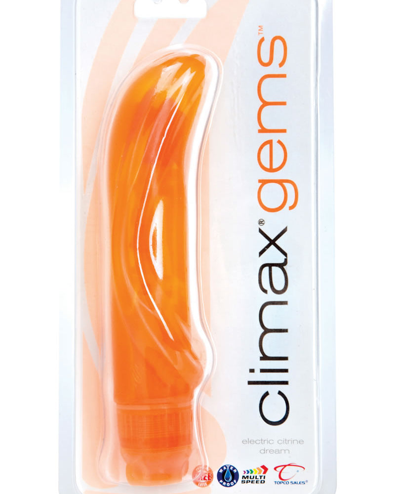 Climax Gems Vibrador eléctrico Citrine Dream resistente al agua, color naranja, 5,3 pulgadas