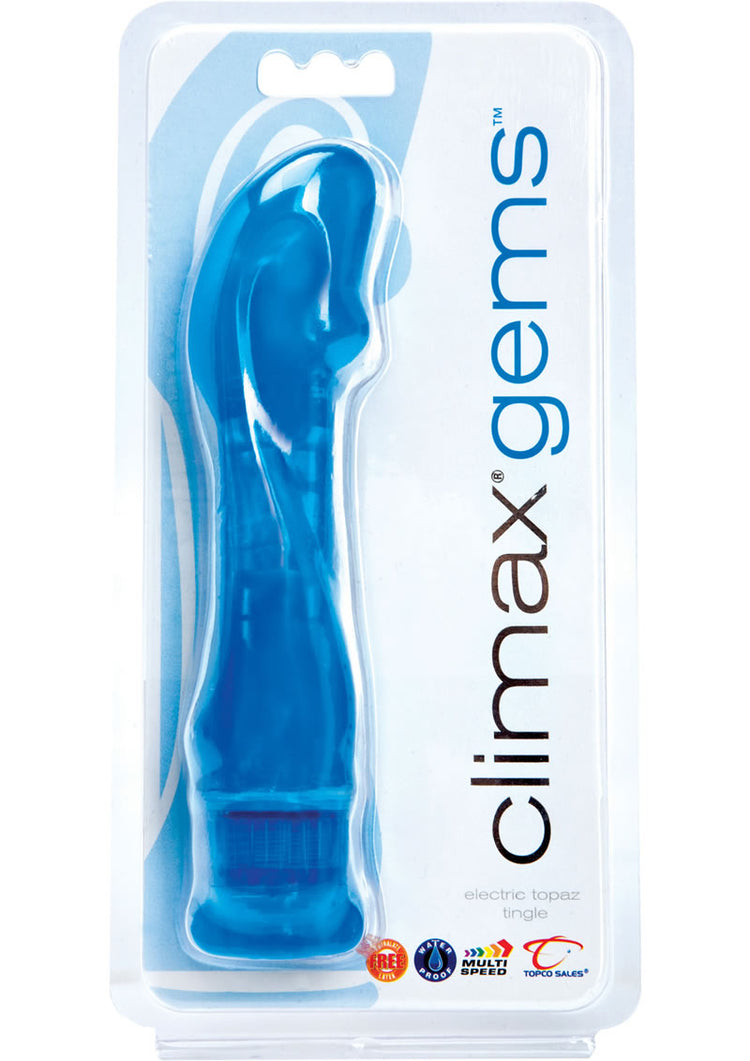 Climax Gems Vibrador eléctrico Topaz Tingle resistente al agua azul de 5,3 pulgadas