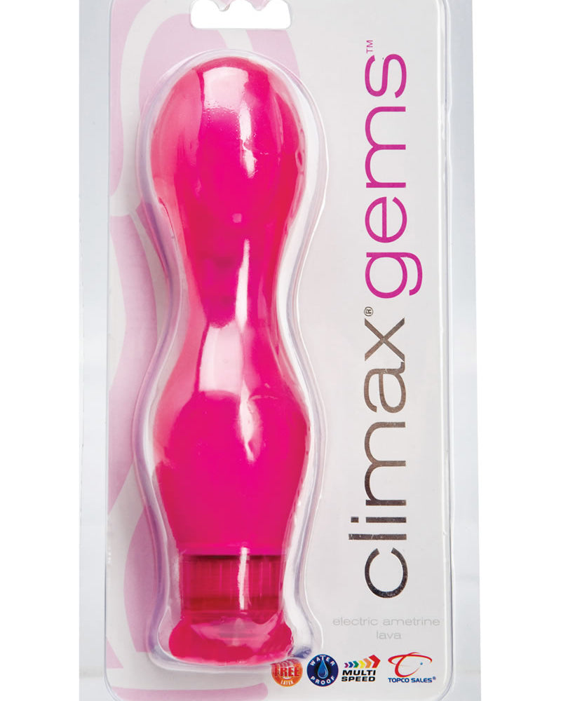 Climax Gems Vibrador eléctrico de lava ametrina resistente al agua, color rosa, 5,3 pulgadas
