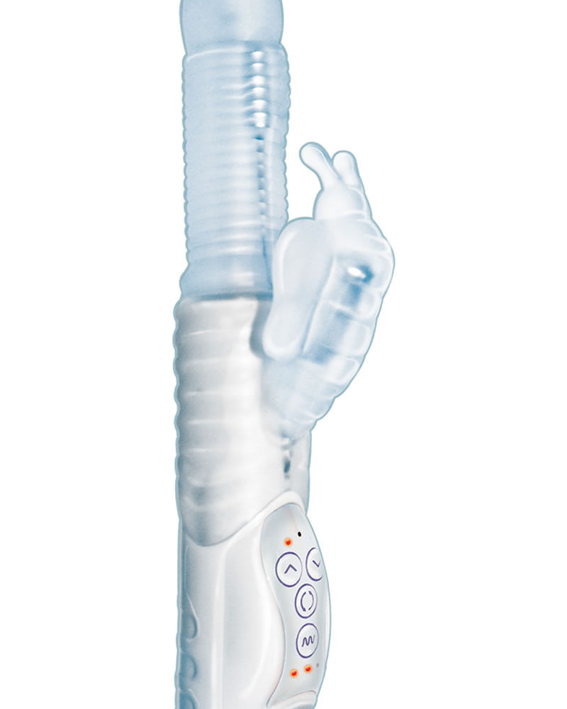 Vibrador de silicona con forma de mariposa Climax, resistente al agua, 7 pulgadas, color blanco