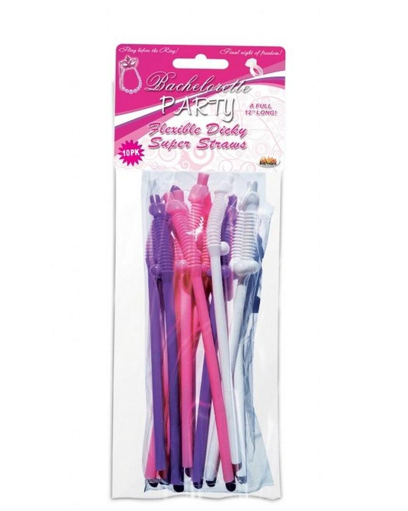 Pajitas flexibles Dicky Super para despedida de soltera, paquete de 10