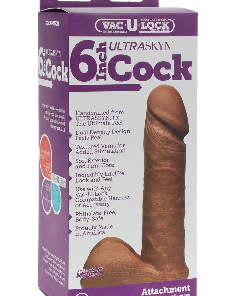 Vac U Lock 6 Inch UR3 Cock Dildo Brown