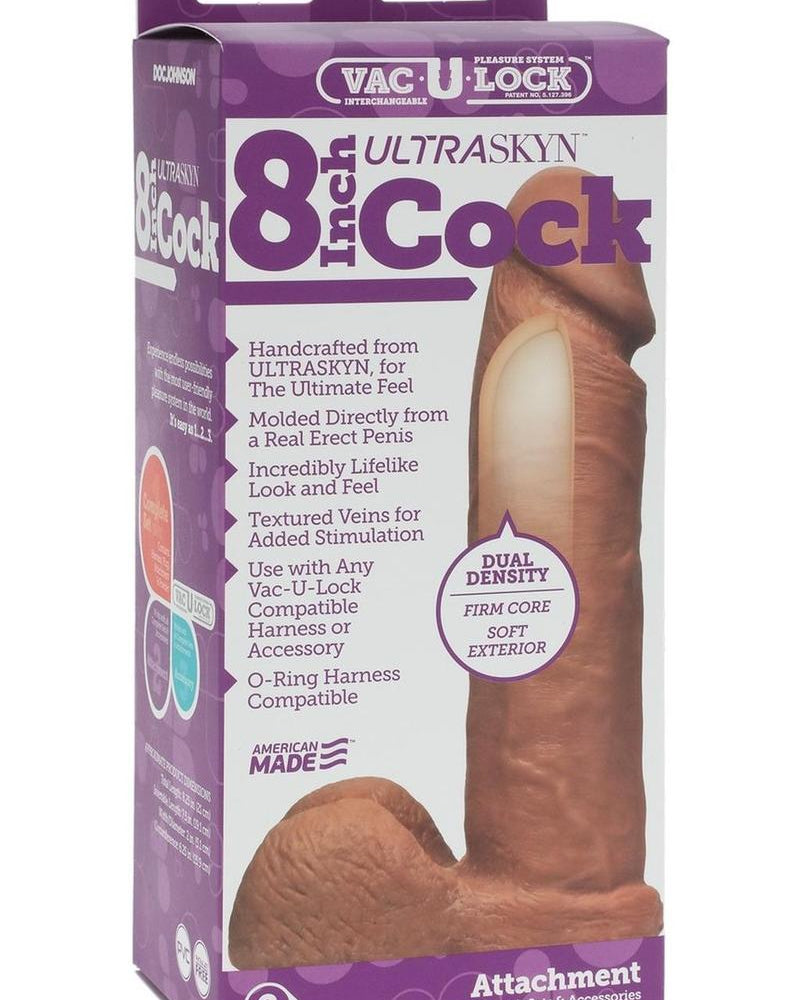 Vac U Lock 8 Inch UR3 Cock Dildo Brown