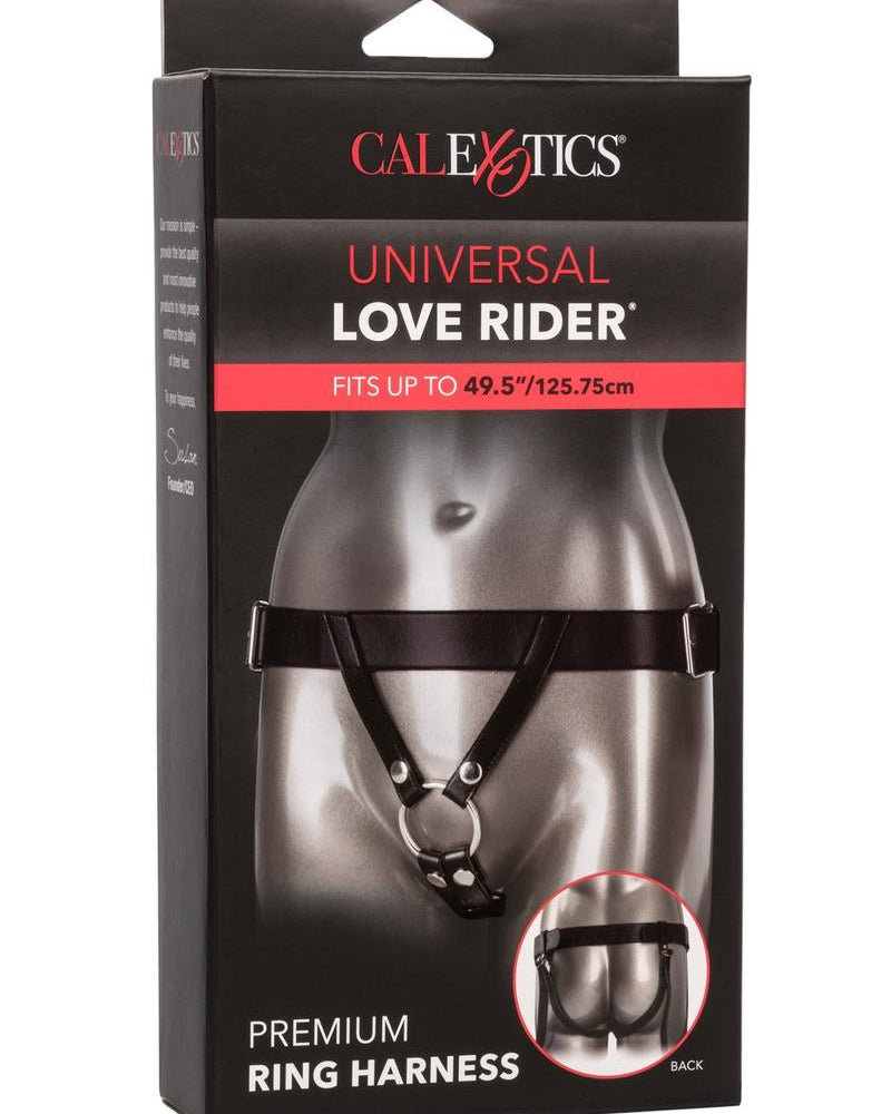 Universal Love Rider Premium Ring Harness Adjustable Strap On System Accessory PVC Black