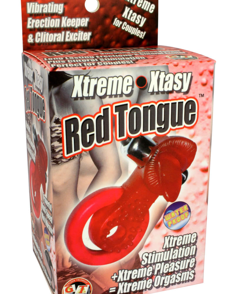 Xtreme Ring Of Xtasy Red Tongue Waterproof Cockring Red