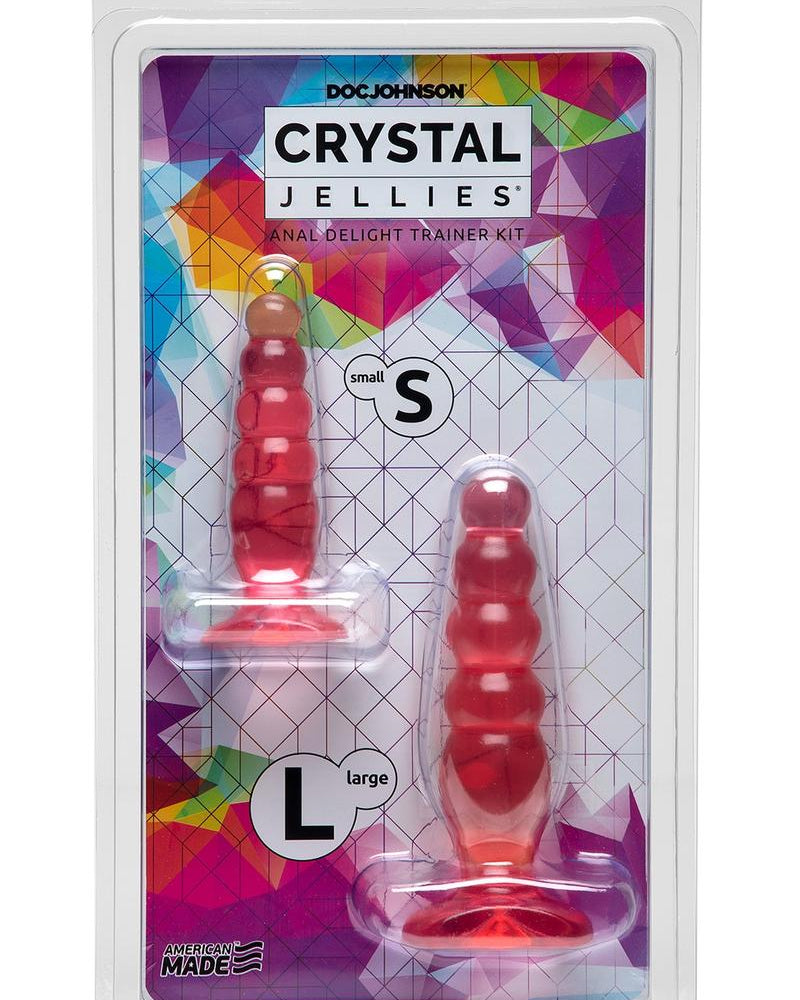 Crystal Jellies Anal Delight Traner Kit Butt Plugs Pink 2ea Per Kit