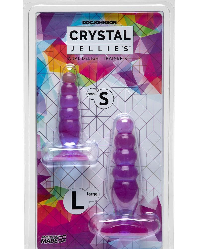 Crystal Jellies Anal Delight Traner Kit Butt Plugs Purple 2ea Per Kit