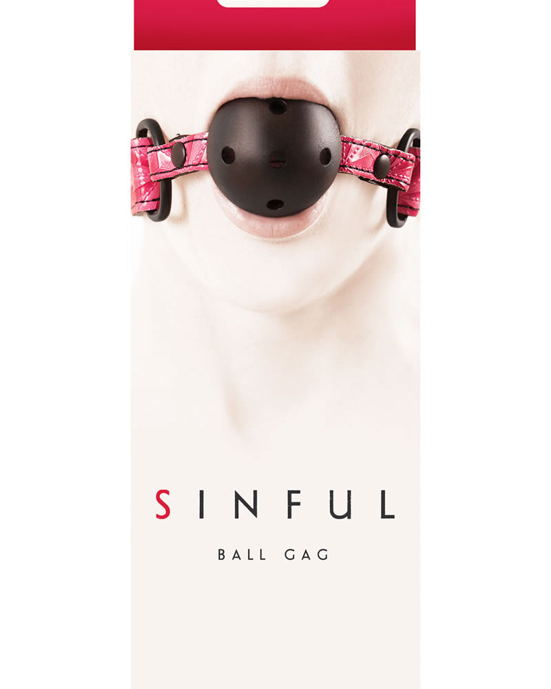 Sinful Vinyl Ball Gag Pink Adjustable