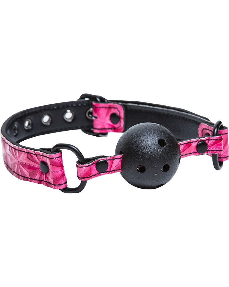 Sinful Vinyl Ball Gag Pink Adjustable