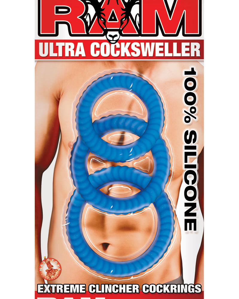 Ram Ultra Cocksweller Silicone Cock Rings Waterproof Blue