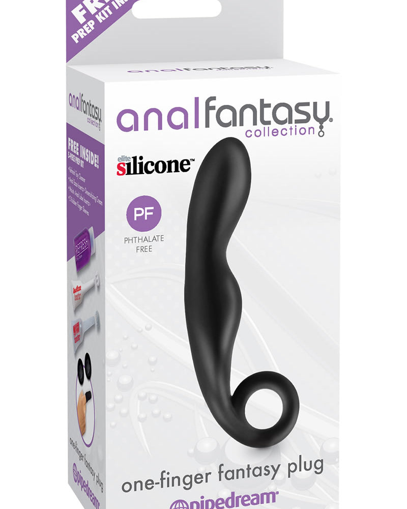Tapón anal de silicona de fantasía con un dedo, color negro, 4,5 pulgadas