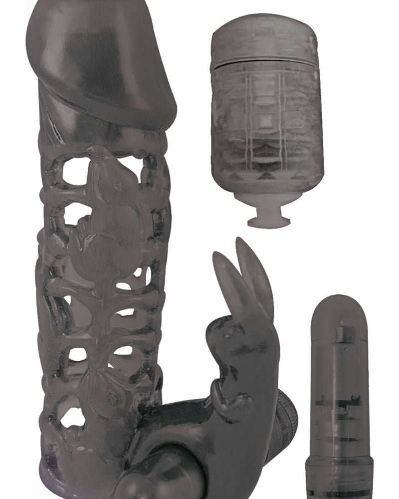 Clit Tickler Penis Extender Vibrating Sleeve Black 4.75 Inch