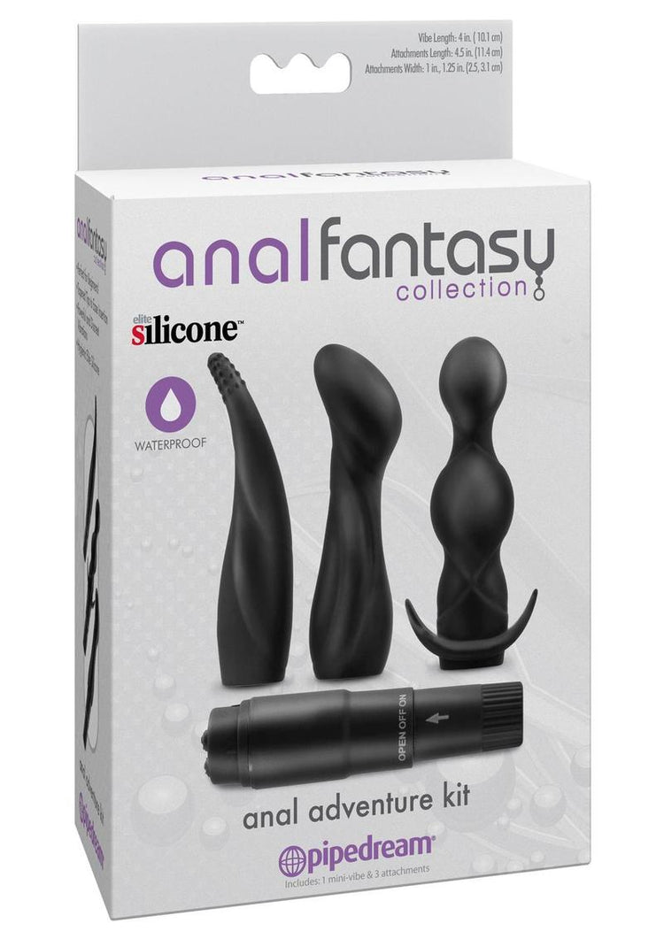 Kit de aventura anal de silicona de la colección Anal Fantasy, resistente al agua, color negro