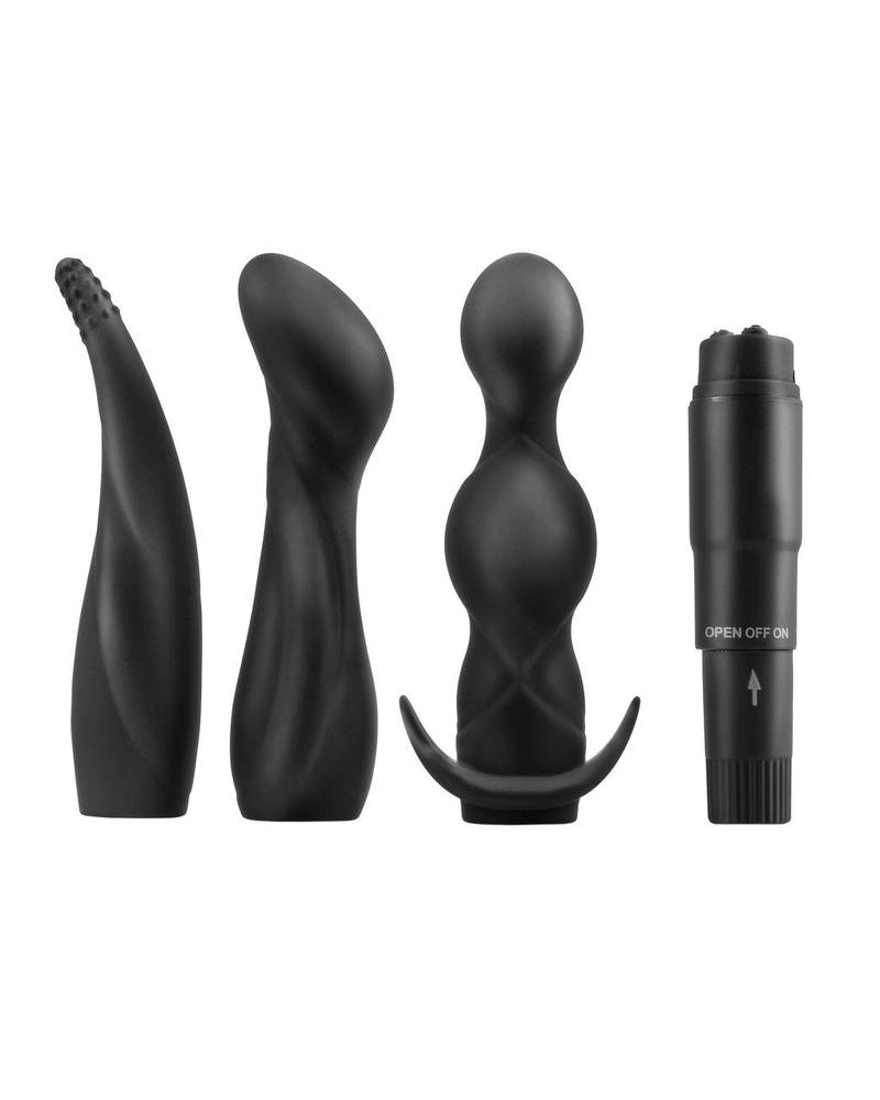 Kit de aventura anal de silicona de la colección Anal Fantasy, resistente al agua, color negro