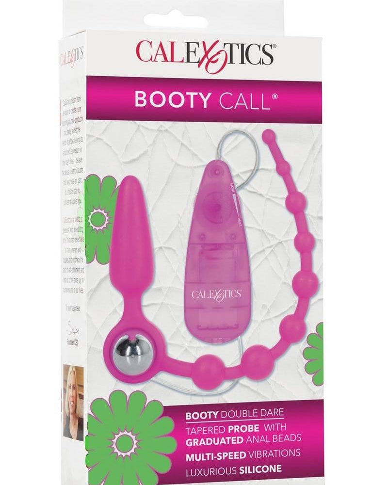 Booty Call Booty Double Dare Silicone Wired Remote Control Anal Probe With Beads Pink