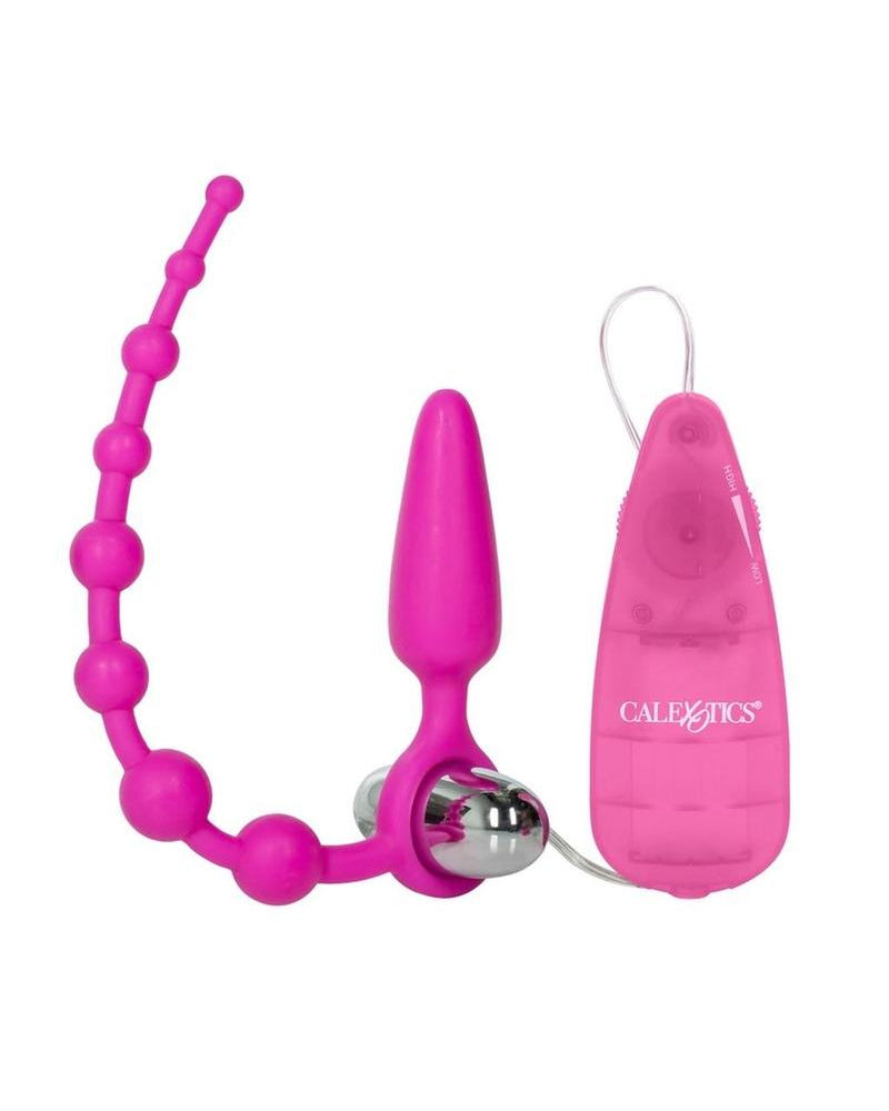 Booty Call Booty Double Dare Silicone Wired Remote Control Anal Probe With Beads Pink