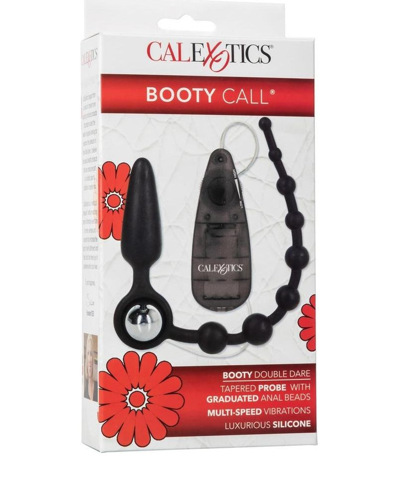Booty Call Booty Double Dare Silicone Wired Remote Control Anal Probe With Beads Black