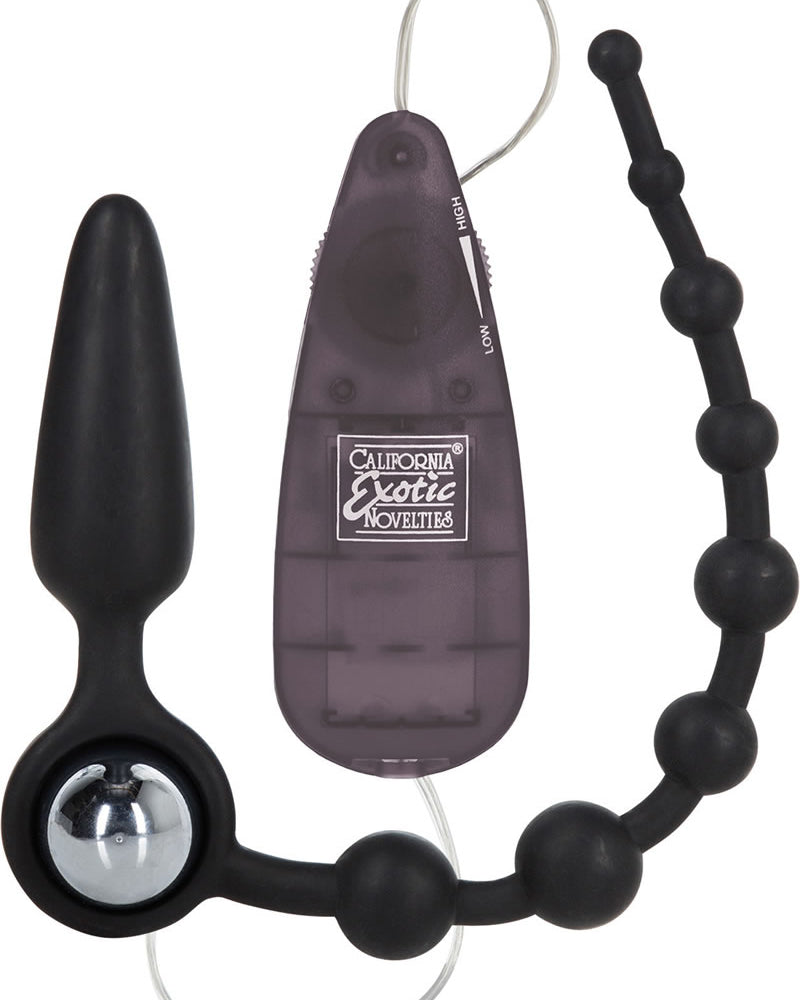 Booty Call Booty Double Dare Silicone Wired Remote Control Anal Probe With Beads Black