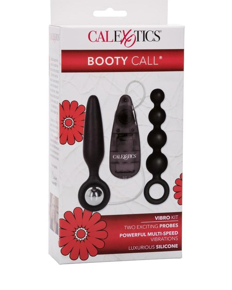 Booty Call Booty Vibro Kit Silicone Wired Remote Control Anal Probes Black 2Each