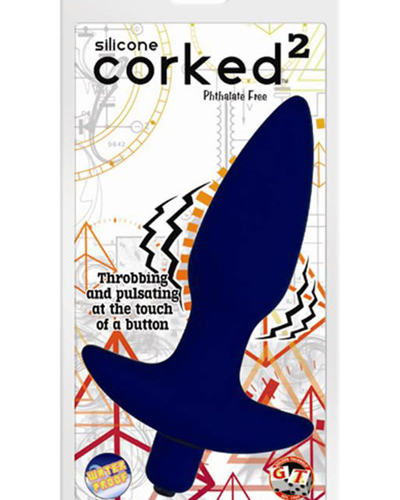 Tapón anal de silicona Corked 02 resistente al agua, color azul, tamaño mediano