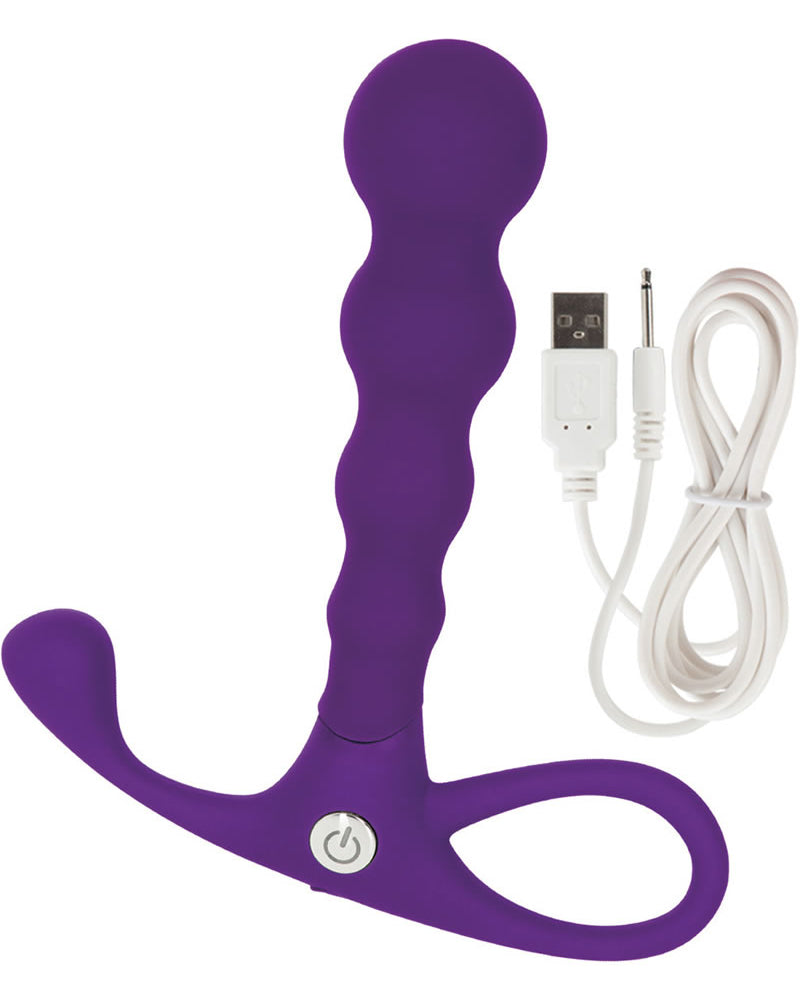 Embrace Beaded Silicone Anal Probe Waterproof Purple 3.75 Inch