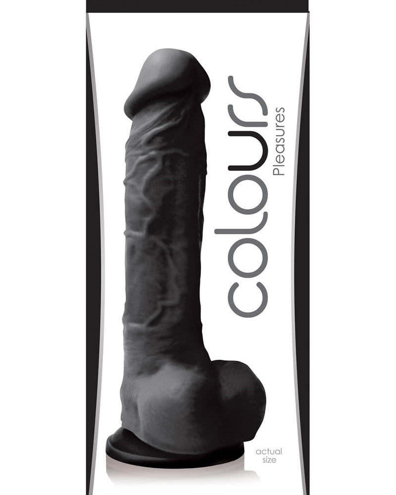 Pene de silicona Colours Pleasures de 8 pulgadas, color negro