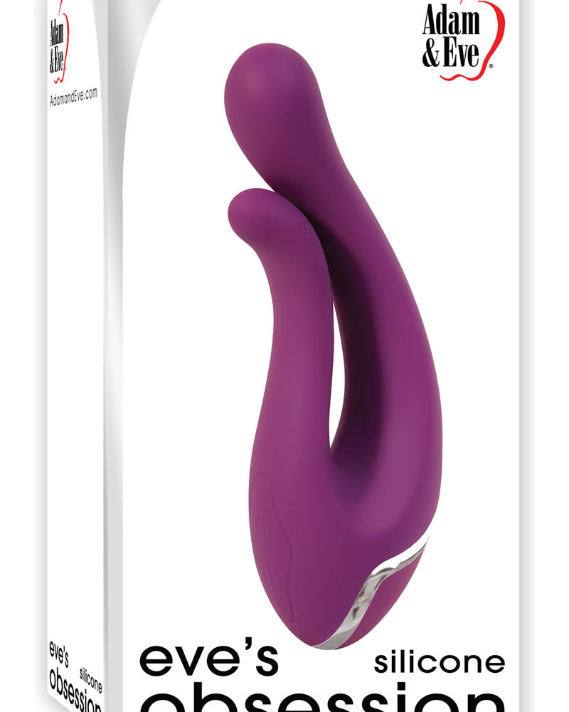 Adán y Eva - Vibrador doble de silicona resistente al agua Eve`s Obsession - Púrpura