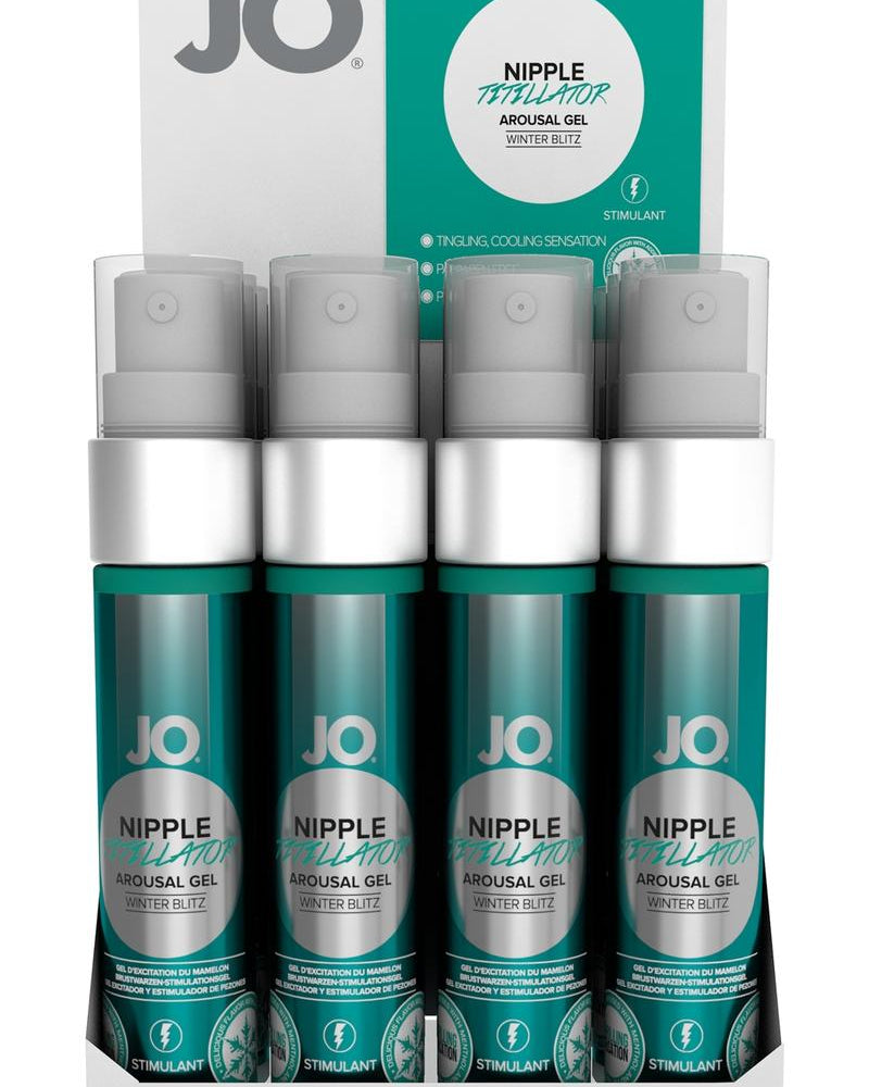 Gel estimulante para pezones Jo Nipple Tittilater Wintermint 1 onza 12 unidades por mostrador
