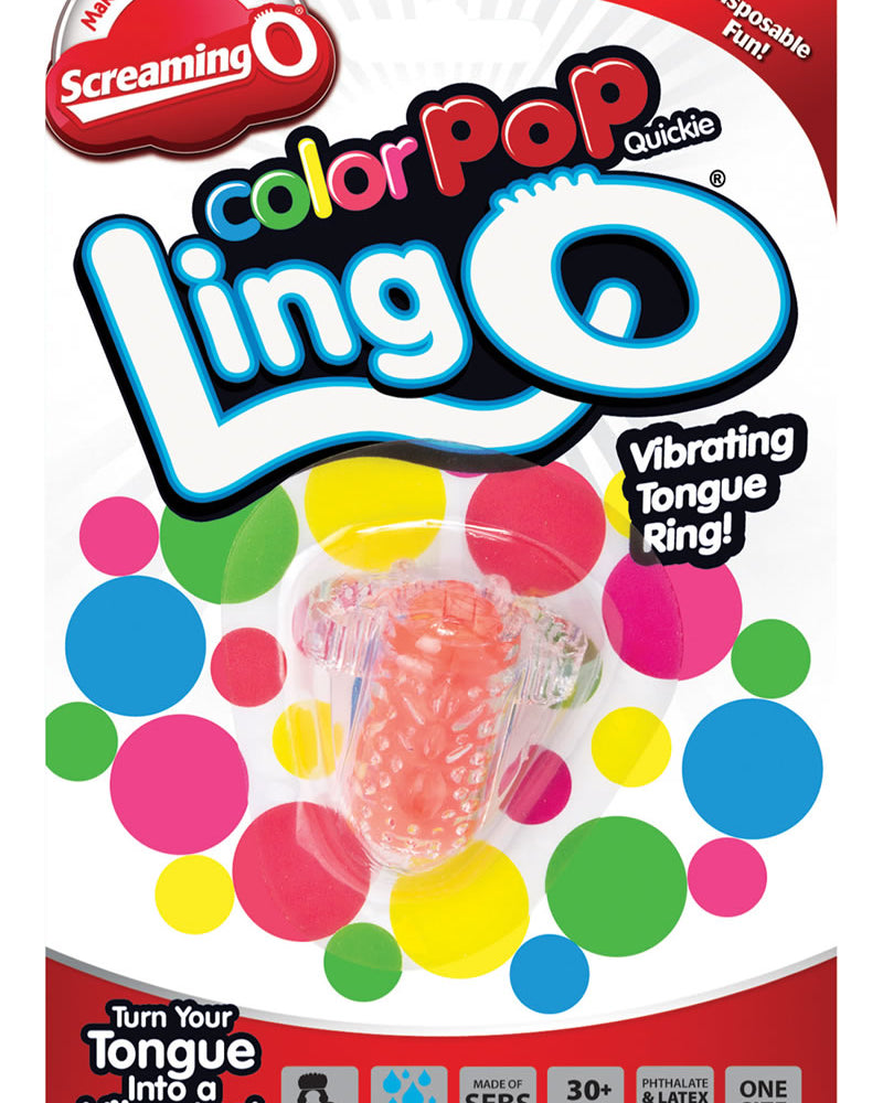 Screaming O Color Pop Quickie Lingo Silicone Vibrating Tongue Ring Waterproof Orange