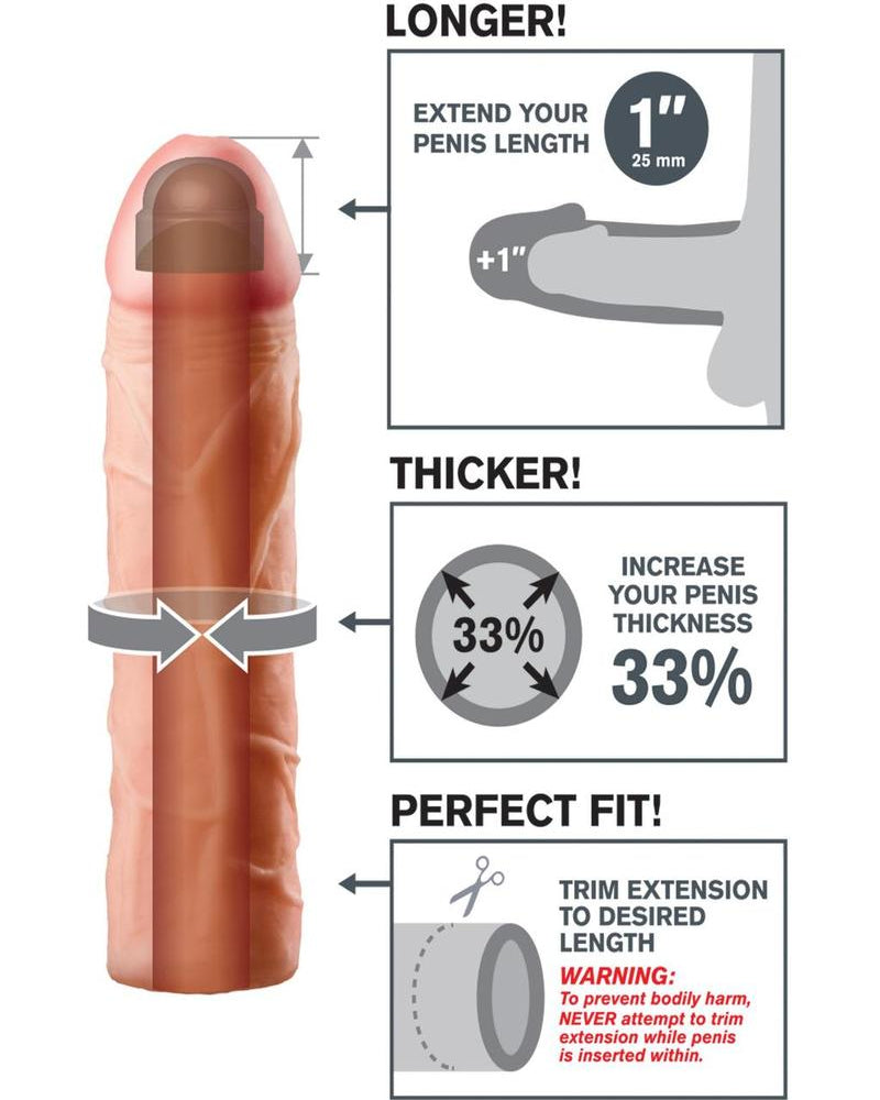 Fantasy Xtensions Perfect - Manga de extensión de 1 pulgada, color carne, 7 pulgadas