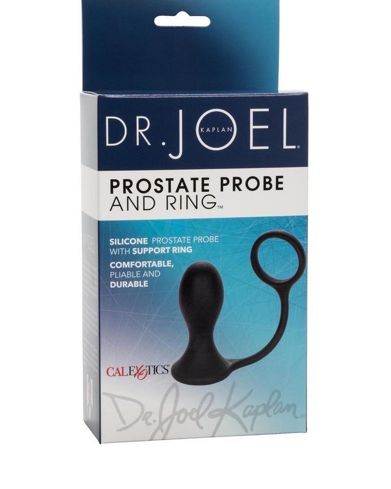 Sonda de silicona para próstata con anillo para el pene, color negro, 3,5 pulgadas, del Dr. Kaplan