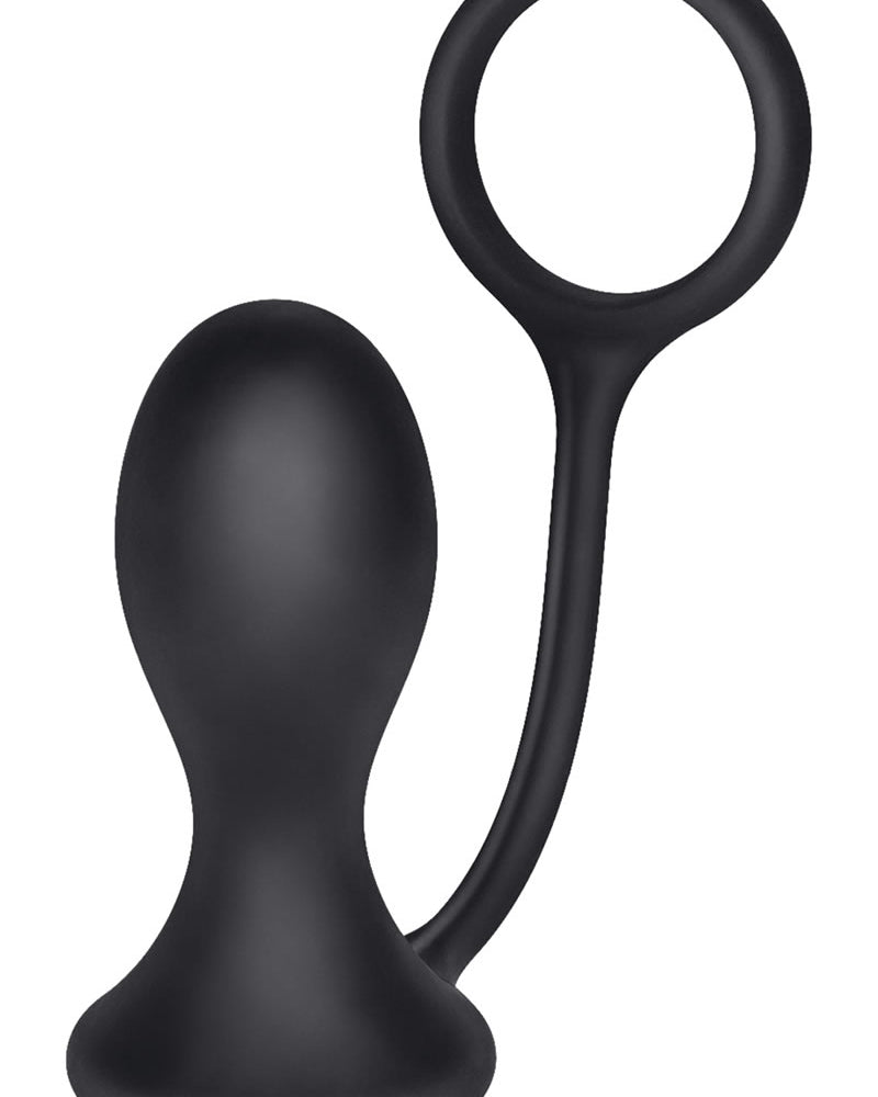 Sonda de silicona para próstata con anillo para el pene, color negro, 3,5 pulgadas, del Dr. Kaplan