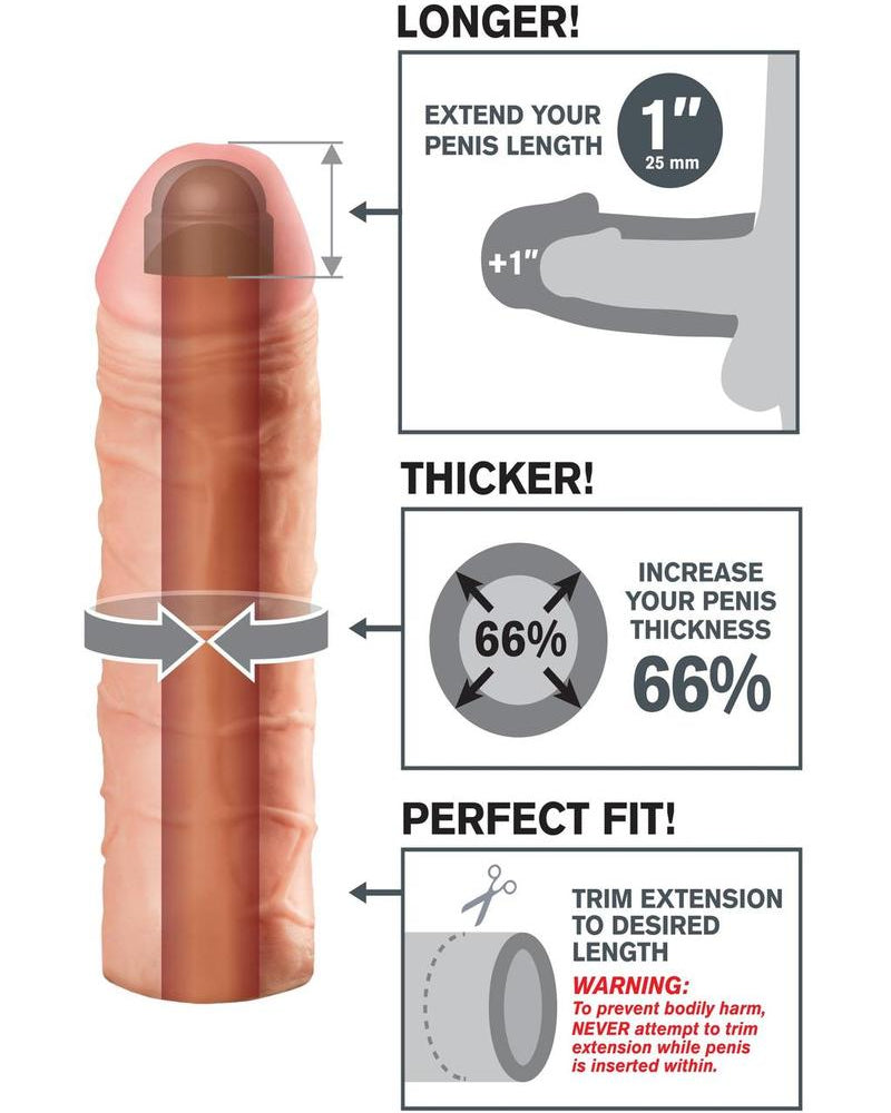 Fantasy Xtensions Mega - Manga de extensión de 1 pulgada, color carne, 7 pulgadas