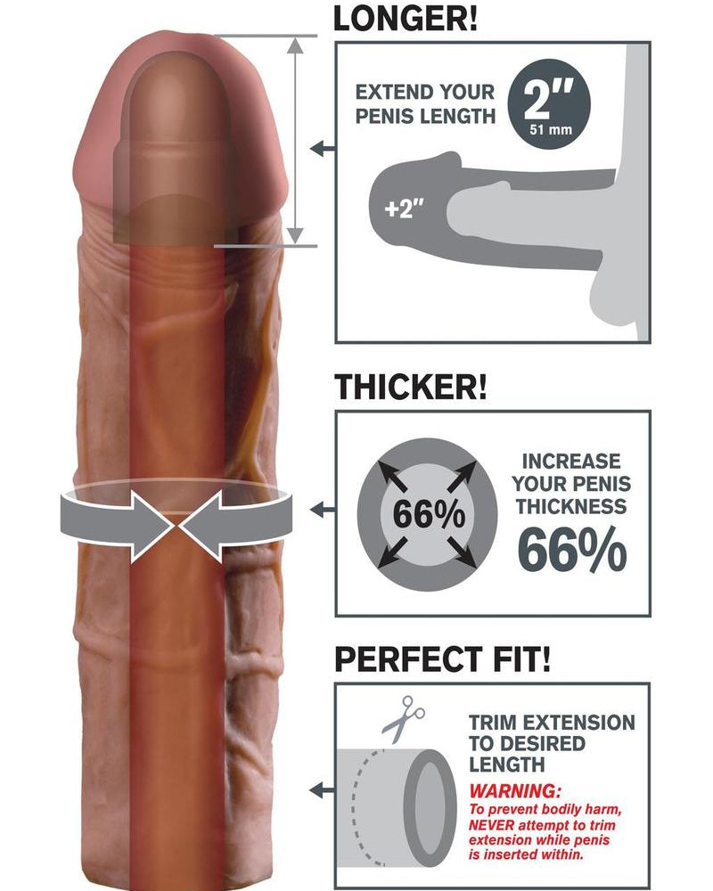 Fantasy Xtensions Mega - Funda de extensión de 2 pulgadas, color marrón, 8 pulgadas