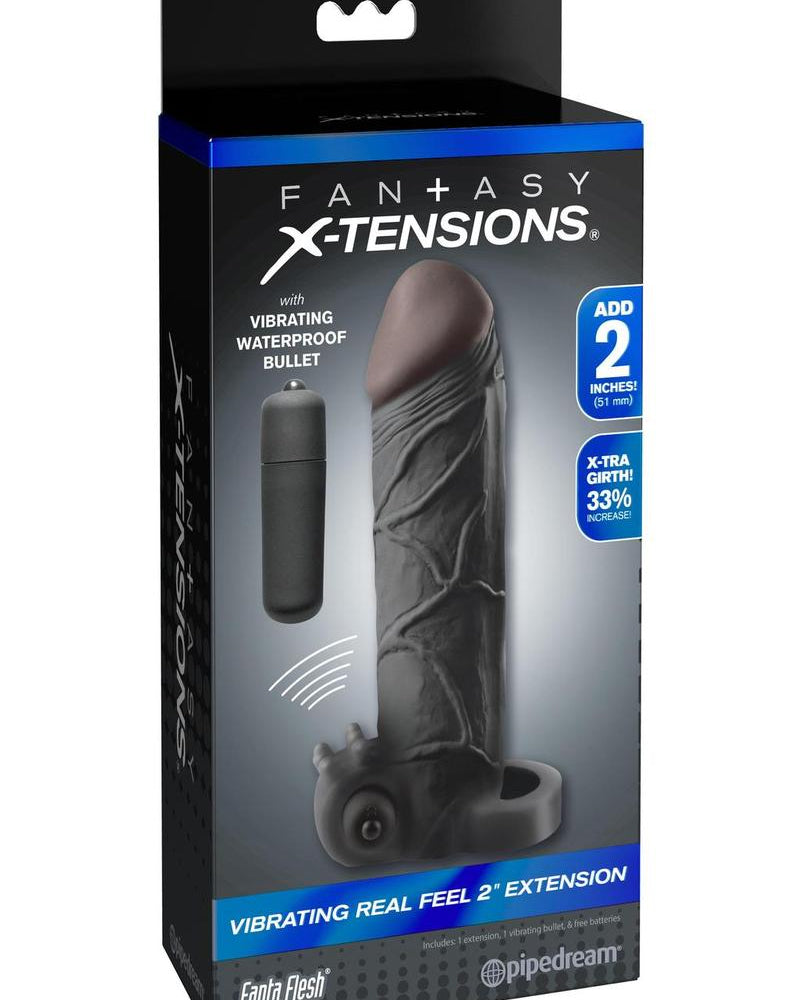 Fantasy Xtensions - Funda de extensión con vibración de 2 pulgadas y tacto real, color negro, 6,5 pulgadas
