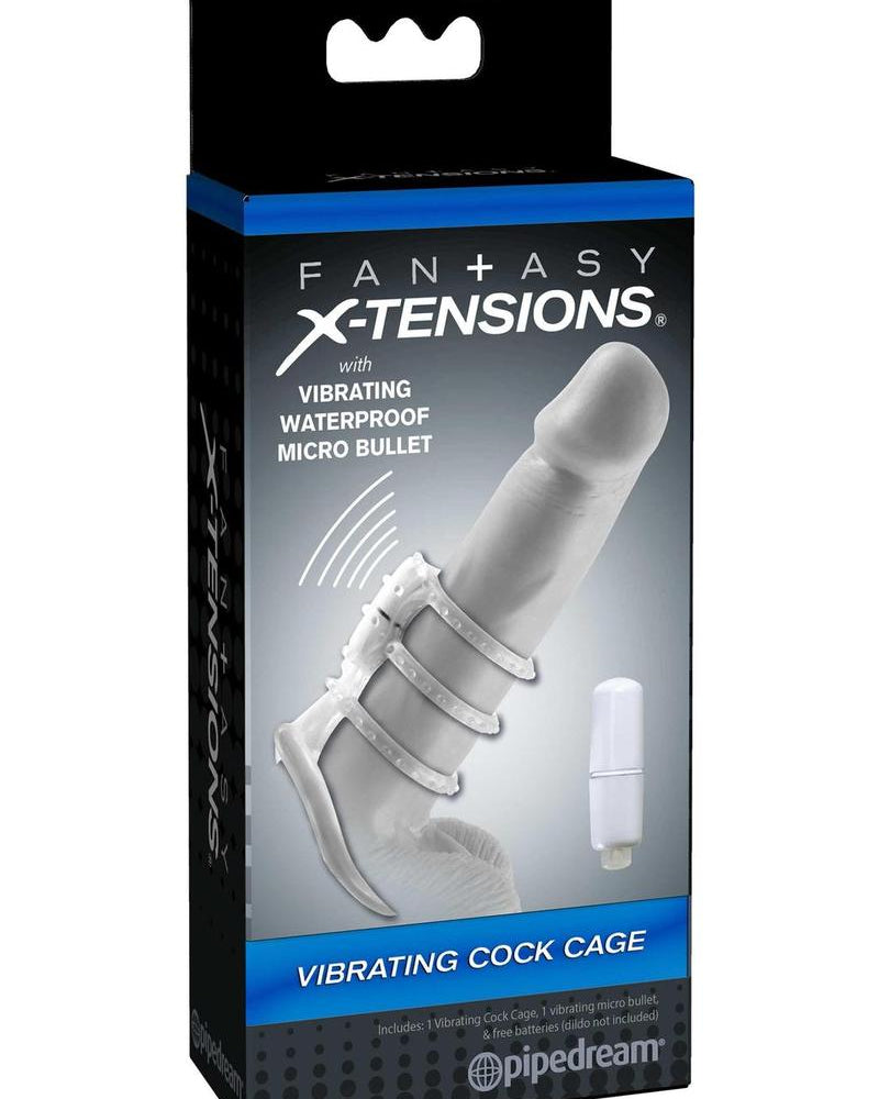 Jaula vibradora para pene Fantasy Xtensions, impermeable, transparente, 3 pulgadas